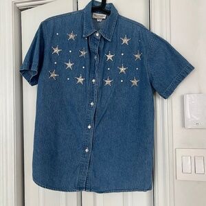Vintage Something Special Jeans Star Studded Blouse S